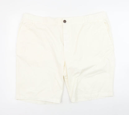 Marks and Spencer Womens White Cotton Chino Shorts Size 2XL Regular Zip