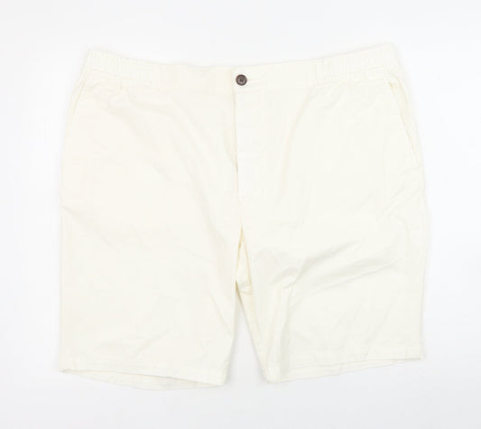 Marks and Spencer Womens White Cotton Chino Shorts Size 2XL Regular Zip