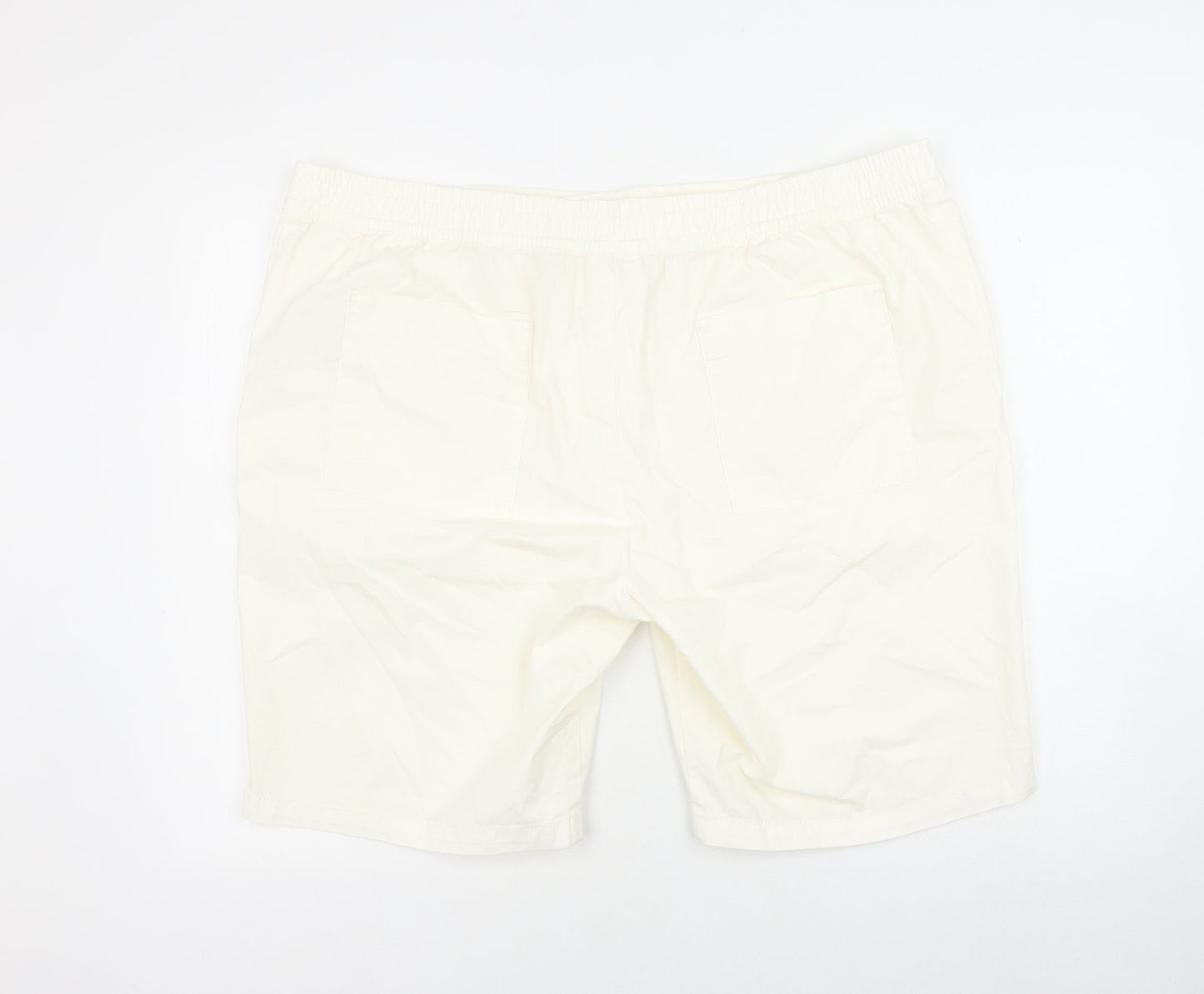 Marks and Spencer Womens White Cotton Chino Shorts Size 2XL Regular Zip