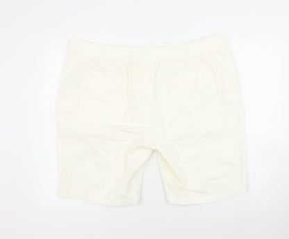 Marks and Spencer Womens White Cotton Chino Shorts Size 2XL Regular Zip