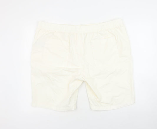 Marks and Spencer Womens White Cotton Chino Shorts Size 2XL Regular Zip
