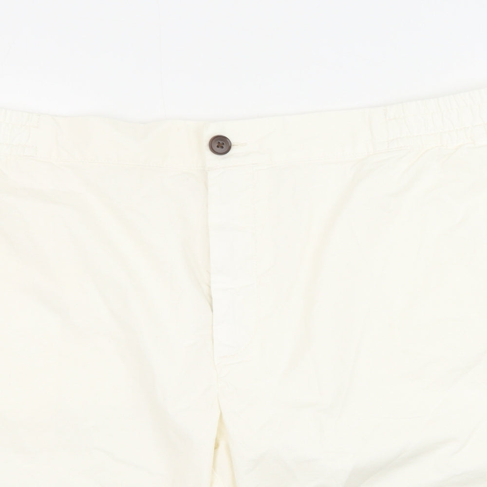 Marks and Spencer Womens White Cotton Chino Shorts Size 2XL Regular Zip
