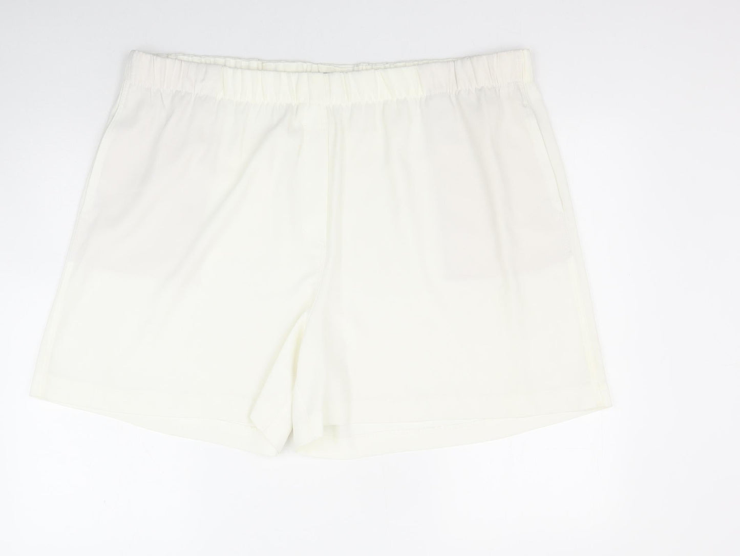 Marks and Spencer Womens Ivory Polyester Sweat Shorts Size 24 Regular Zip