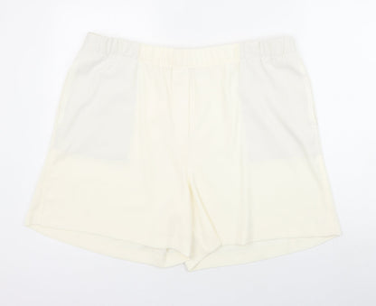 Marks and Spencer Womens Ivory Polyester Sweat Shorts Size 20 Regular Pull On