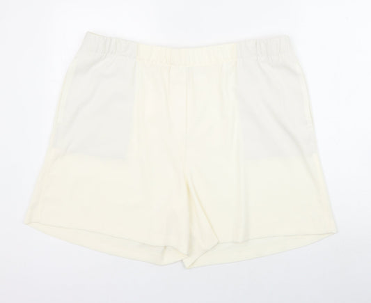 Marks and Spencer Womens Ivory Polyester Sweat Shorts Size 20 Regular Pull On