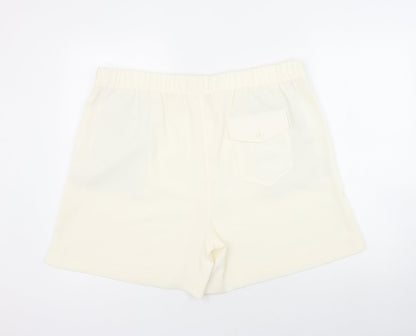 Marks and Spencer Womens Ivory Polyester Sweat Shorts Size 20 Regular Pull On