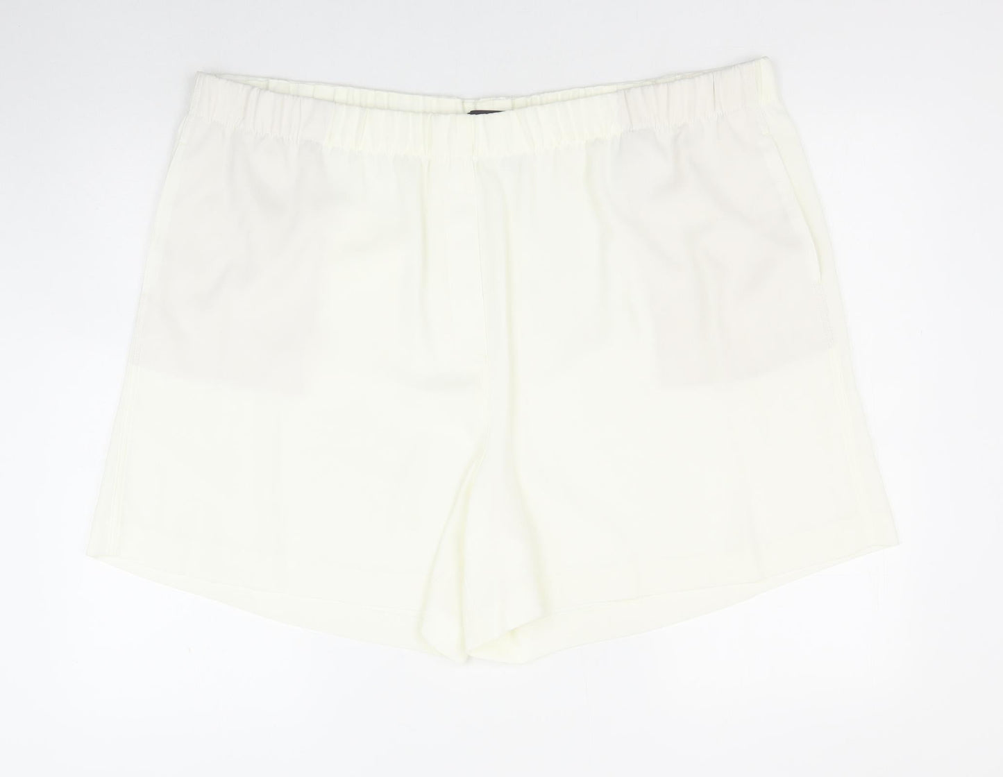 Marks and Spencer Womens Ivory Polyester Sweat Shorts Size 20 Regular Pull On