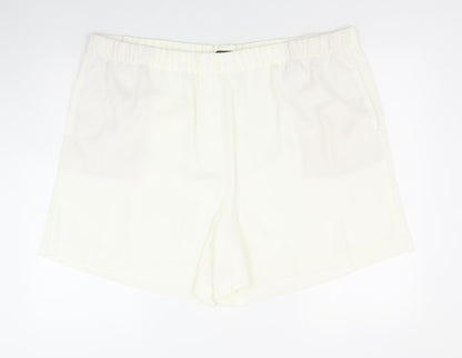 Marks and Spencer Womens Ivory Polyester Sweat Shorts Size 20 Regular Pull On