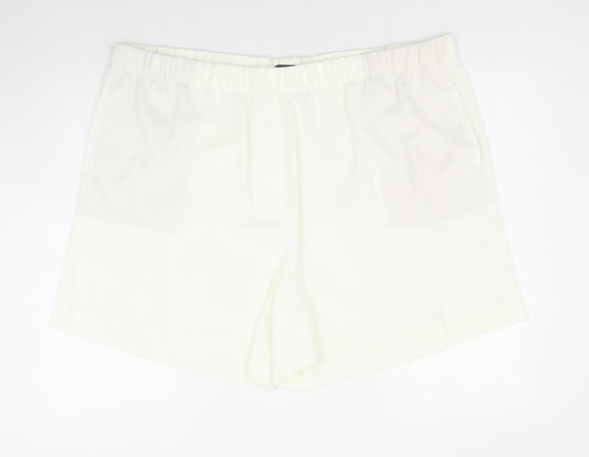 Marks and Spencer Womens Ivory Polyester Sweat Shorts Size 20 Regular Pull On