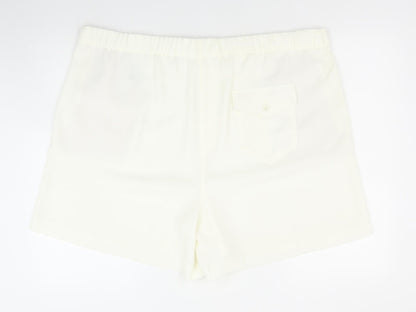 Marks and Spencer Womens Ivory Polyester Sweat Shorts Size 20 Regular Pull On