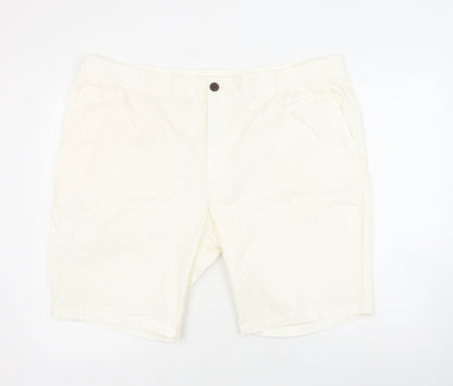 Marks and Spencer Womens Ivory Cotton Bermuda Shorts Size 2XL Regular Zip