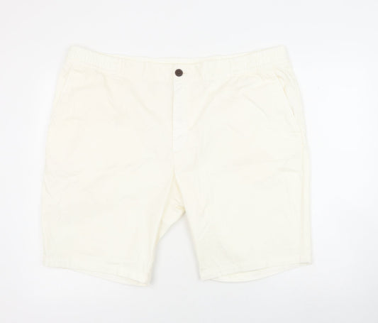 Marks and Spencer Womens Ivory Cotton Bermuda Shorts Size 2XL Regular Zip