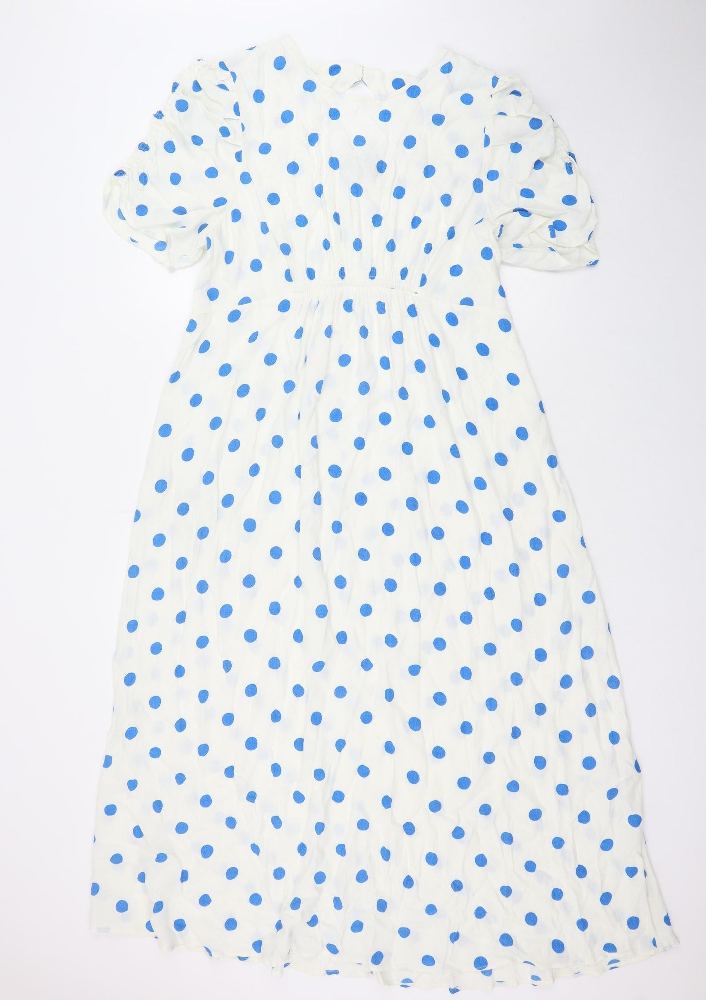Marks and Spencer Womens Silver Polka Dot Viscose A-Line Size 18 Boat Neck Button