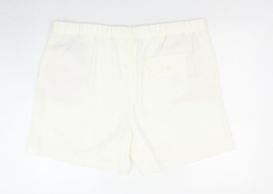 Marks and Spencer Womens Ivory Polyester Sweat Shorts Size 24 Regular Zip