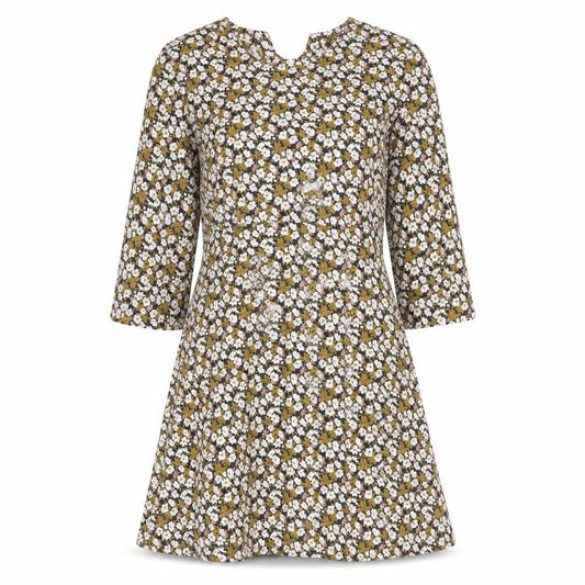 Goldie Womens Multicoloured Floral Polyester A-Line Size S Boat Neck Zip