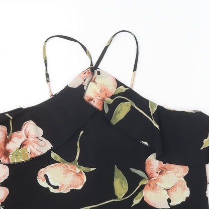 AX Paris Womens Black Floral Polyester Basic Tank Size 8 Halter