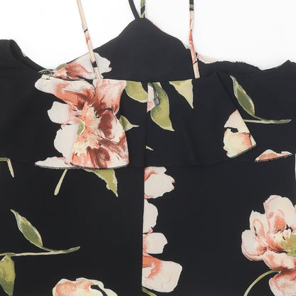 AX Paris Womens Black Floral Polyester Basic Tank Size 8 Halter