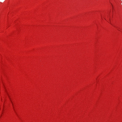 Klass Womens Red Polyester Basic Blouse Size S Boat Neck - Cold Shoulder Bell Sleeve
