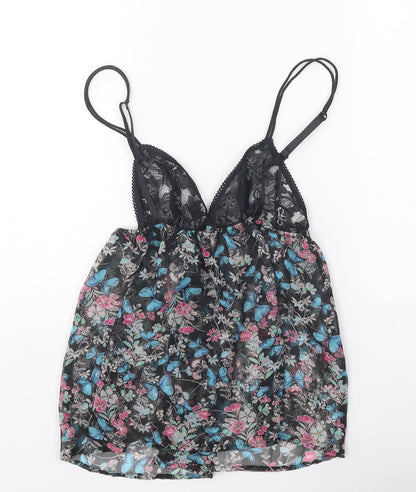 Accessorize Womens Black Geometric Polyester Basic Tank Size 10 V-Neck - Lace Detail, Butterfly Print