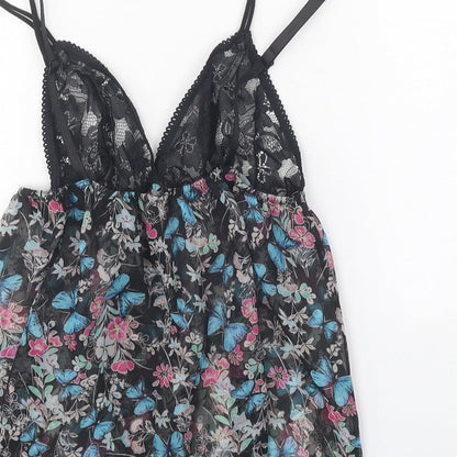 Accessorize Womens Black Geometric Polyester Basic Tank Size 10 V-Neck - Lace Detail, Butterfly Print