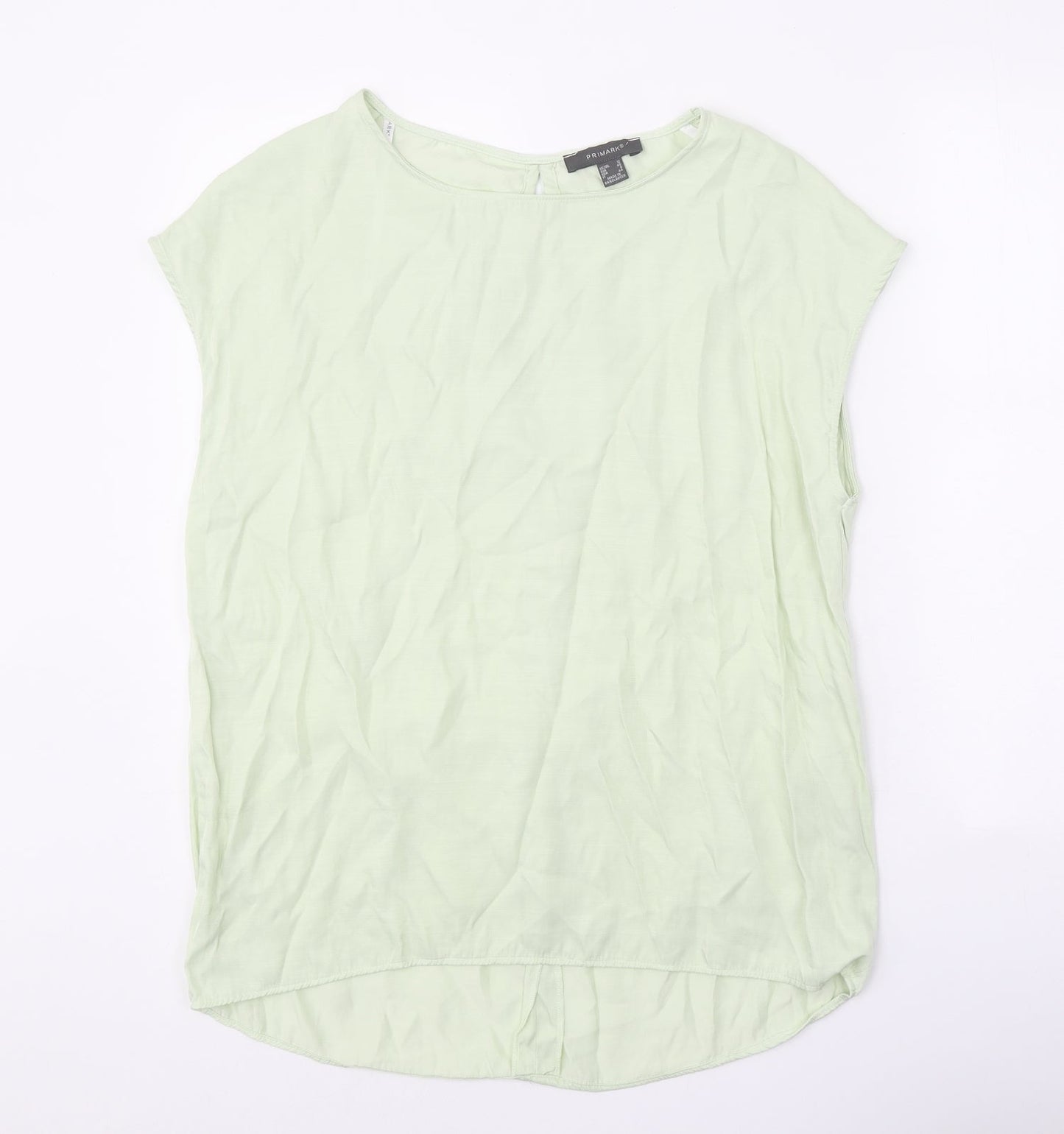 Primark Womens Green Polyester Basic Blouse Size 12 Round Neck