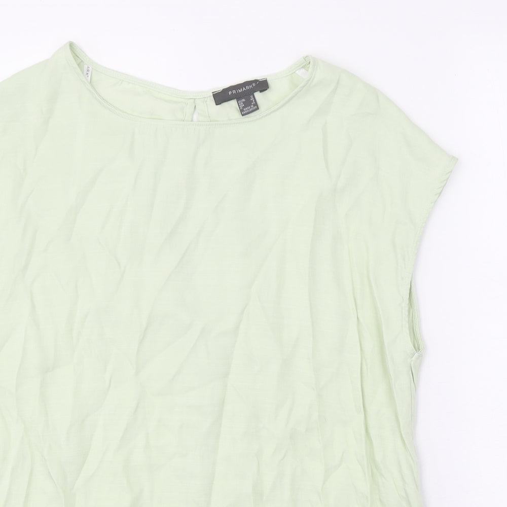Primark Womens Green Polyester Basic Blouse Size 12 Round Neck