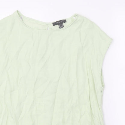 Primark Womens Green Polyester Basic Blouse Size 12 Round Neck