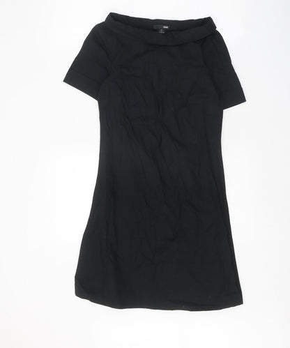 H&M Womens Black Cotton A-Line Size 6 Boat Neck Pullover
