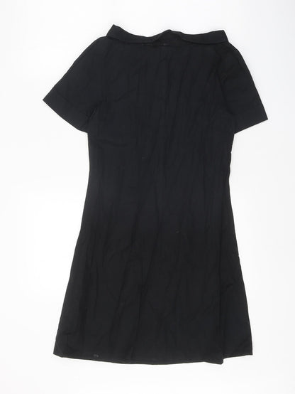 H&M Womens Black Cotton A-Line Size 6 Boat Neck Pullover