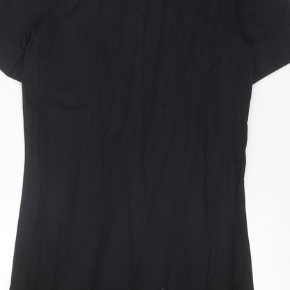 H&M Womens Black Cotton A-Line Size 6 Boat Neck Pullover