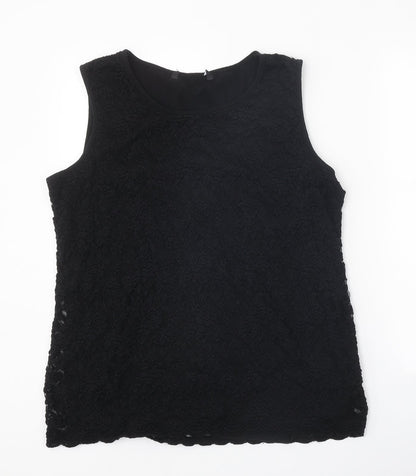 Preworn Womens Black Nylon Basic Blouse Size 18 Boat Neck
