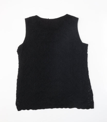 Preworn Womens Black Nylon Basic Blouse Size 18 Boat Neck