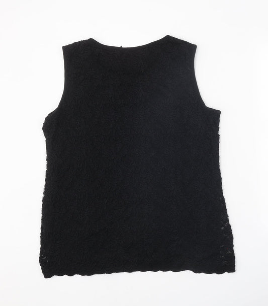 Preworn Womens Black Nylon Basic Blouse Size 18 Boat Neck