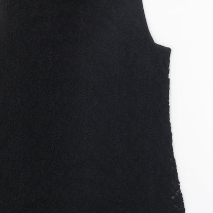 Preworn Womens Black Nylon Basic Blouse Size 18 Boat Neck