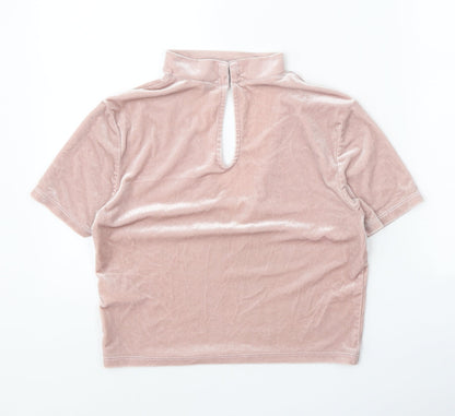 Divided Womens Pink Polyester Cropped Blouse Size M V-Neck