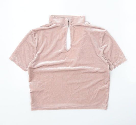 Divided Womens Pink Polyester Cropped Blouse Size M V-Neck