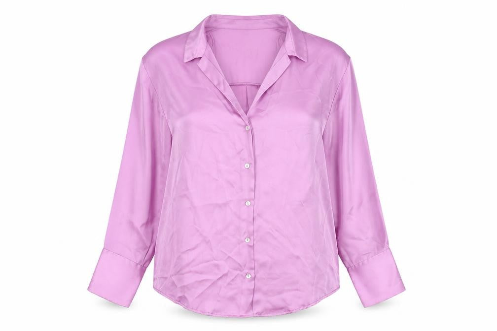 Womens UK Size L Zanzara Purple Basic Button-Up