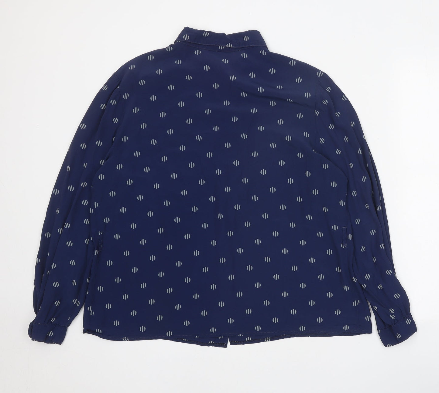 Avance Womens Blue Geometric Polyester Basic Button-Up Size 16 Collared