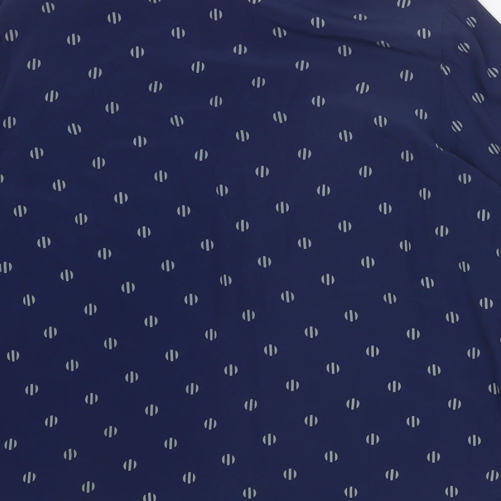 Avance Womens Blue Geometric Polyester Basic Button-Up Size 16 Collared