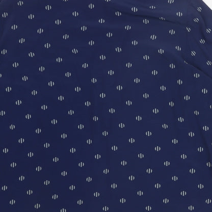 Avance Womens Blue Geometric Polyester Basic Button-Up Size 16 Collared