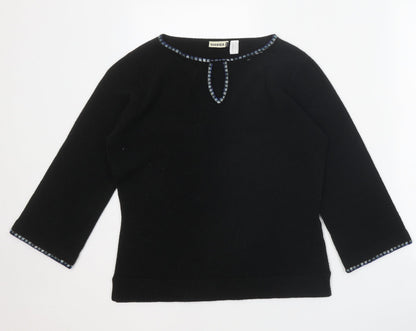 Yessicabb Womens Black Boat Neck Acrylic Pullover Jumper Size 14