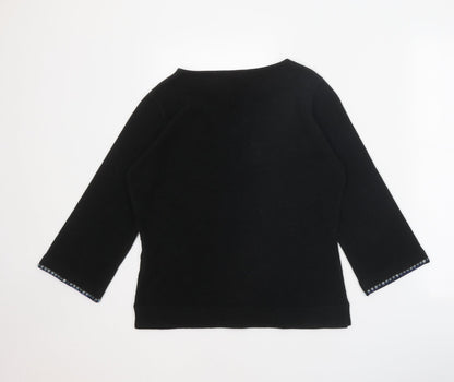 Yessicabb Womens Black Boat Neck Acrylic Pullover Jumper Size 14