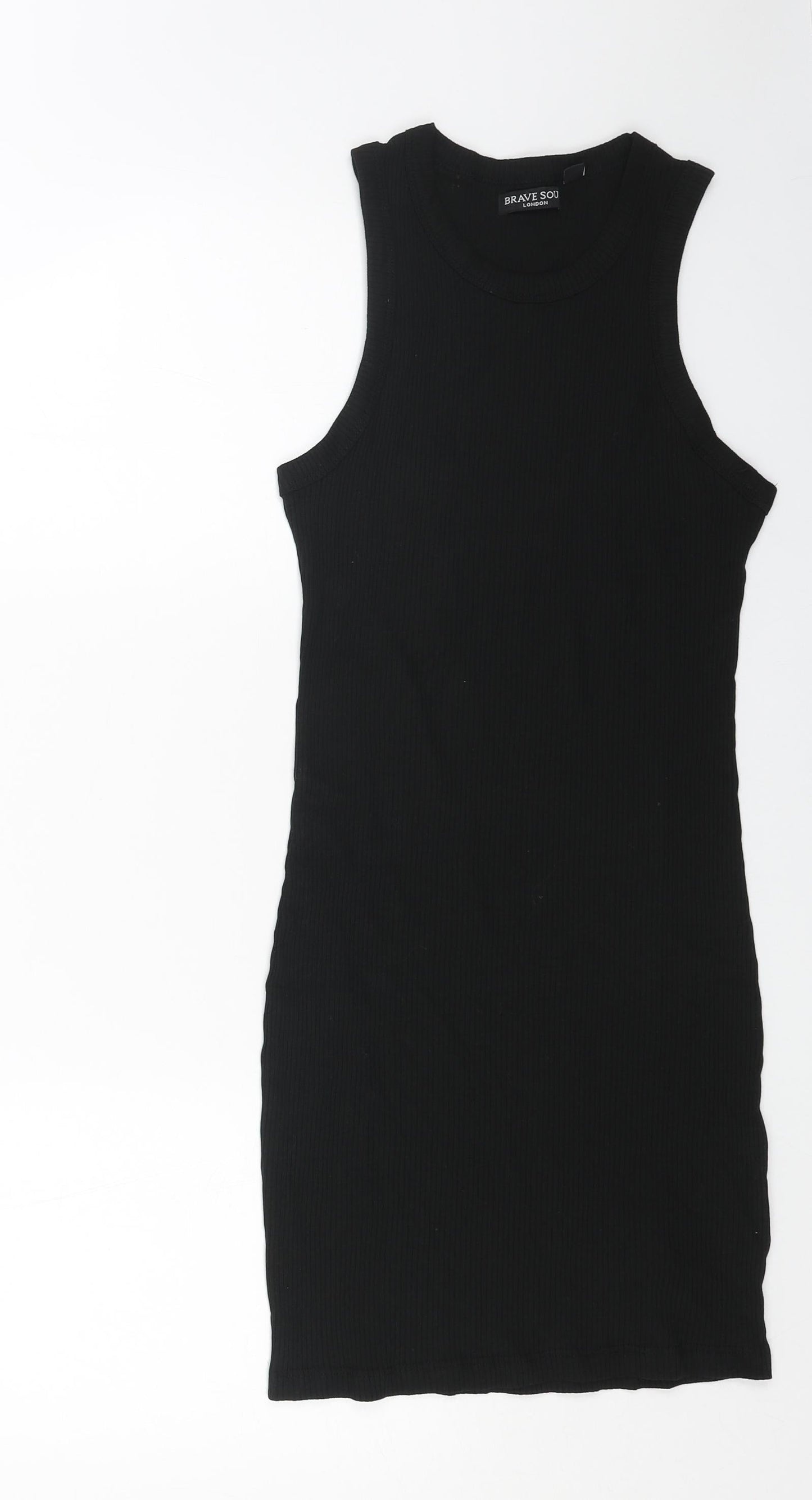 Brave Person Womens Black Cotton Tank Dress Size S Round Neck Pullover - Ribbed