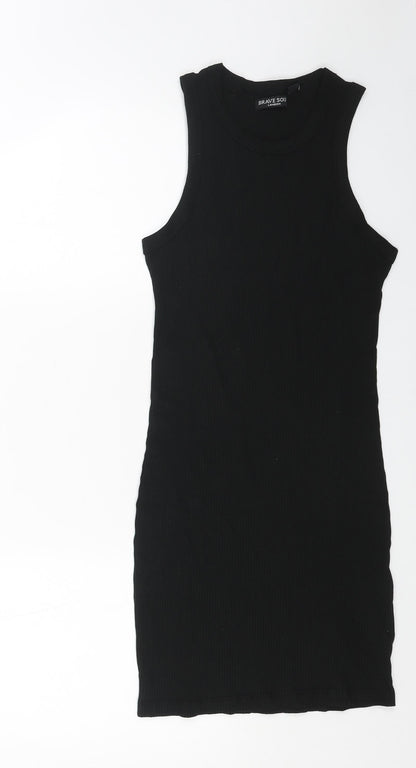 Brave Person Womens Black Cotton Tank Dress Size S Round Neck Pullover - Ribbed