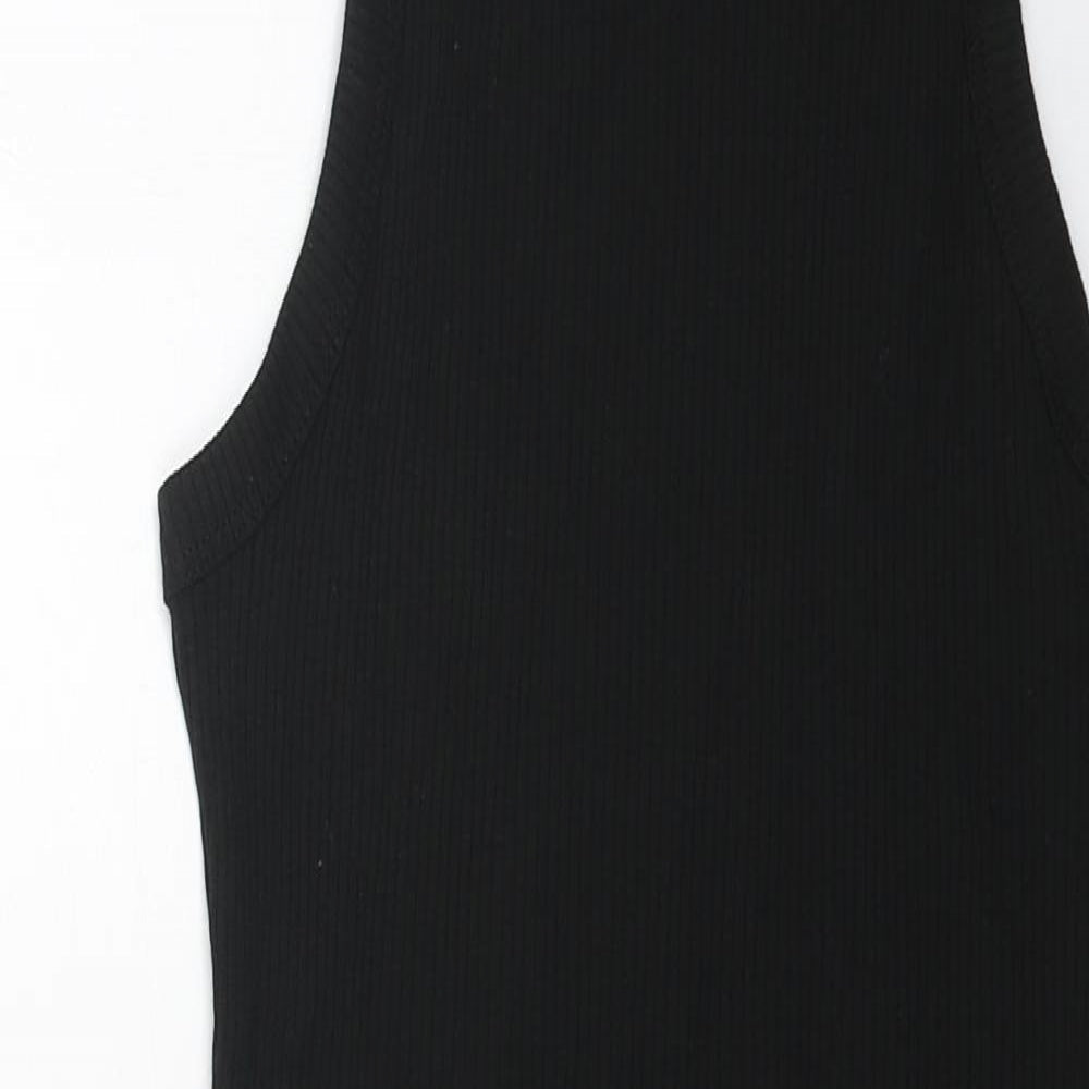 Brave Person Womens Black Cotton Tank Dress Size S Round Neck Pullover - Ribbed