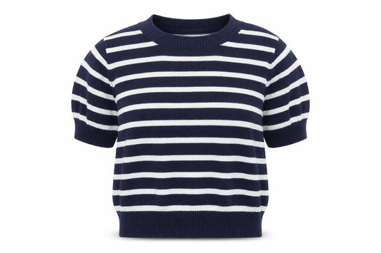 Forever 21 Womens Blue Scoop Neck Striped Cotton Pullover Jumper Size M