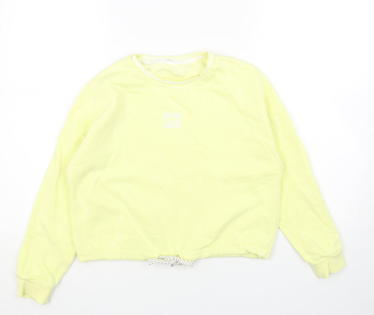 Marks and Spencer Girls Yellow Cotton Pullover Sweatshirt Size 11-12 Years Pullover