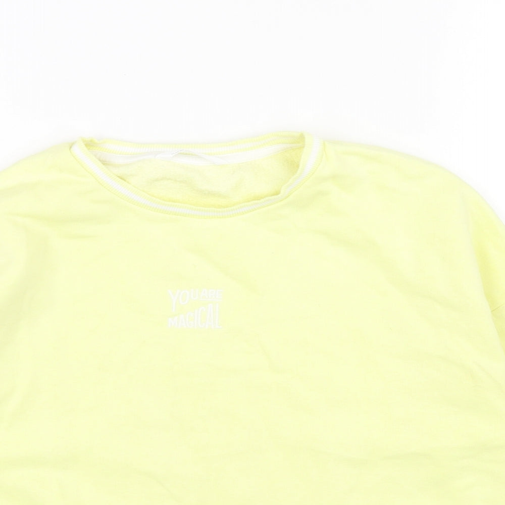 Marks and Spencer Girls Yellow Cotton Pullover Sweatshirt Size 11-12 Years Pullover