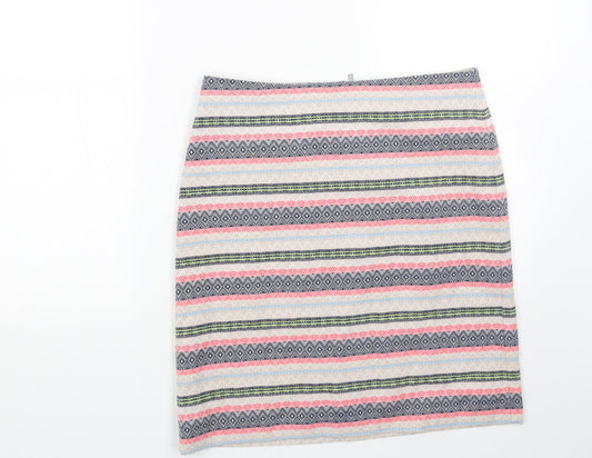 Marks and Spencer Womens Multicoloured Geometric Polyester Straight & Pencil Skirt Size 10 Zip