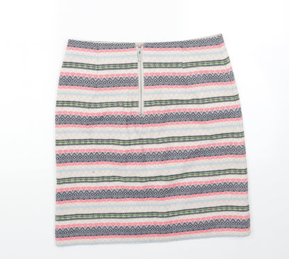 Marks and Spencer Womens Multicoloured Geometric Polyester Straight & Pencil Skirt Size 10 Zip